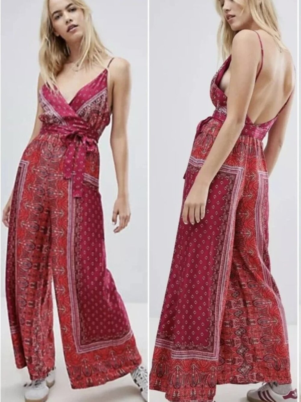 Free People Cabbage Rose Multicolor Jumpsuit Womens Size 4